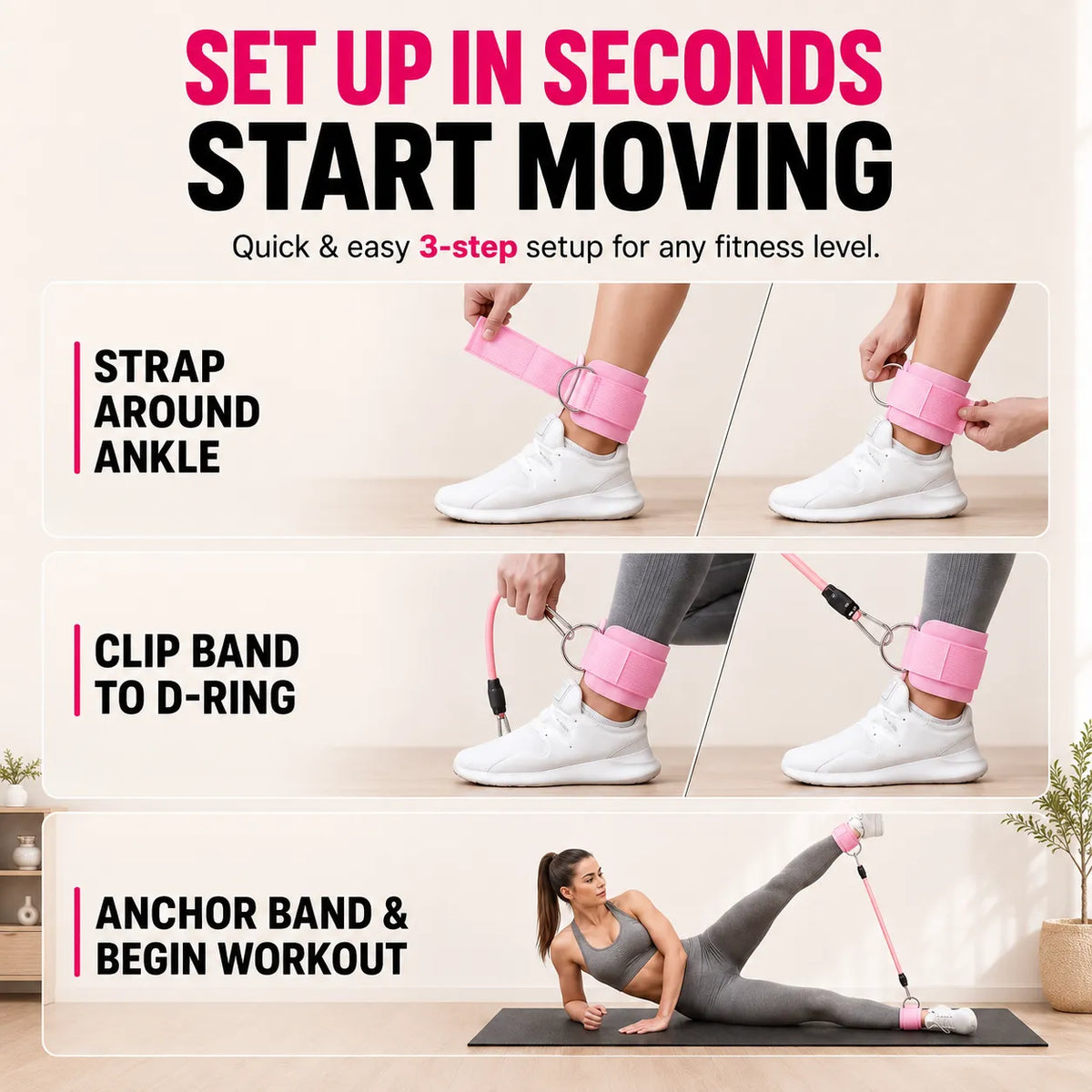 Ankle Resistance Bands Kit for Women & Men